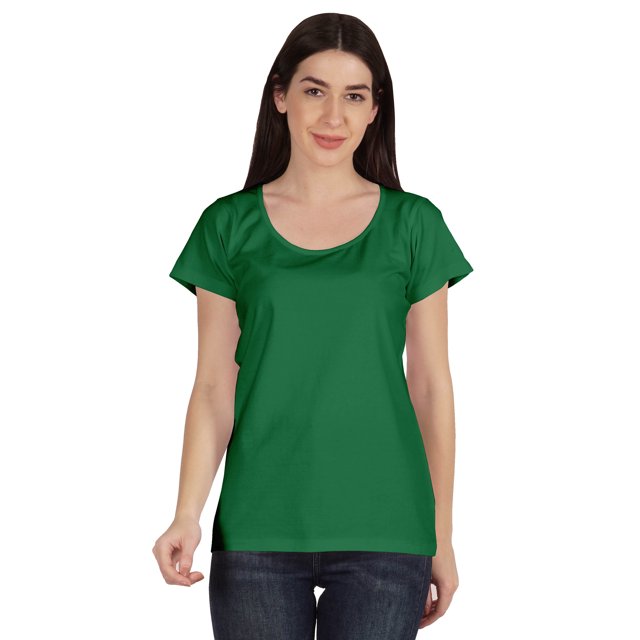 Inkmeso T-Shirt Basique à Encolure Dégagée Décontracté à Manches Courtes en Coton Uni T-Shirt Haut pour Femmes
