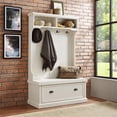 thumbnail image 2 of Crosley Furniture Seaside Wood Hall Tree in Distressed White, 2 of 10