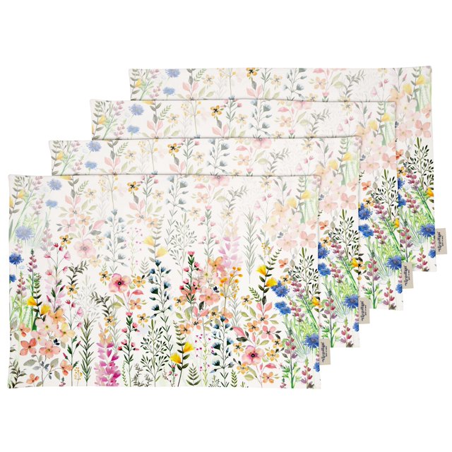 Vargottam Placemats- Placemat For Dining Table, Set Of 4- Printed & Reversible CottonNapkin-IndoorPlacematsFor Home & Kitchen Dining Table- Spring Flowers (Multicolor)