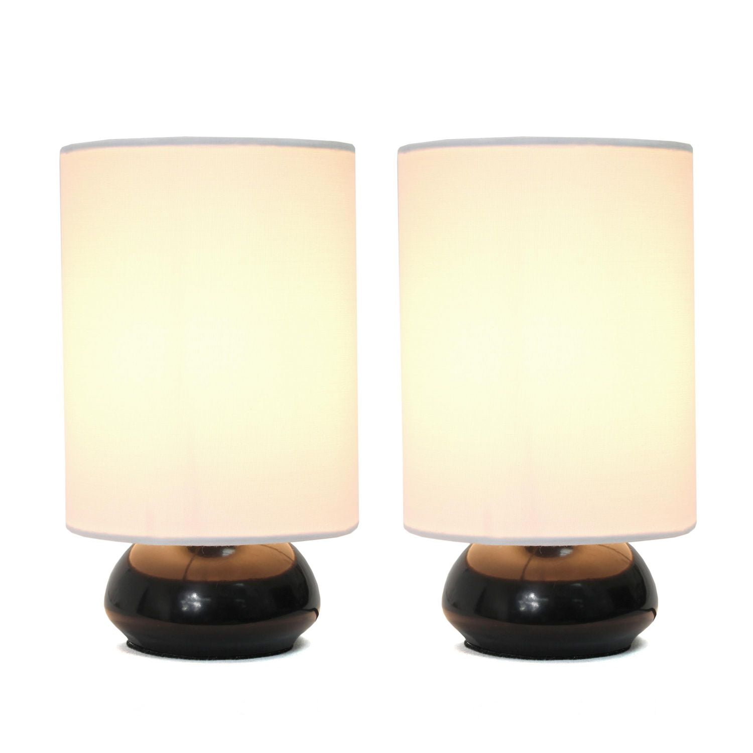 Ensemble de 2 lampes de table tactiles Simple Designs Gemini Colors avec abat-jour en tissu