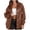 Brown, variant on EGNMCR Long Sleeve Hoodless Faux Leather Outwear & Jackets Women's Solid Flip Collar Fall And Winter Long Sleeve Fashion Leather Jacket Coat Women Polyester Tops
