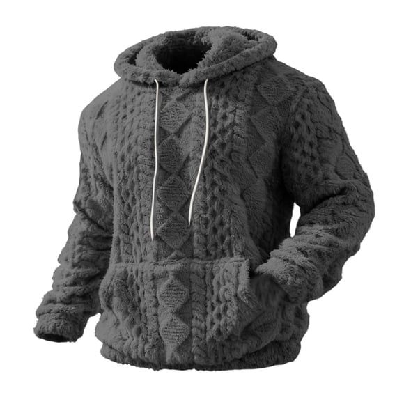 cfhntfmh Sherpa Hoodies for Men Fleece Cable Knit Hoodies Fall Winter Warm Hoodie Oversized Sweatshirts Outwear