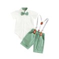 thumbnail image 1 of Costume de Gentleman pour Bébé, Combinaison à Manches Courtes avec Col à Revers et Boutons pour Enfants, Chemise à Bretelles et Pantalon, 1 of 9