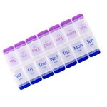 Pill Organizer 7 Day, Pill Box 2 Times a Day AM PM Pill Case, Weekly Pill Container Portable Travel Medicine Box for Vitamins and Supplements (Blue-Purple)