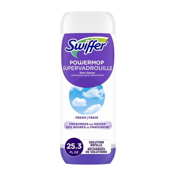 Swiffer Power Mop Refill Solution, Tile, Vinyl, Laminate, Wood, Floor Cleaner, Fresh, 750 ML