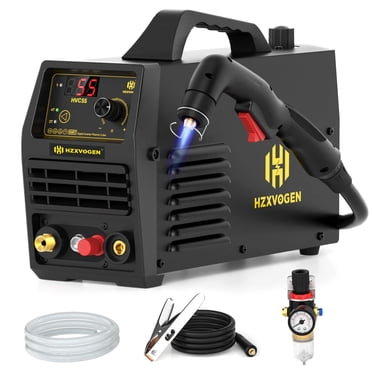 H HZXVOGEN 55A Plasma Cutter, 110V/220V Dual Voltage Non-Touch Pilot Arc Plasma Cutting Machine, IGBT Inverter, Digital Display, 2T/4T (HVC55)