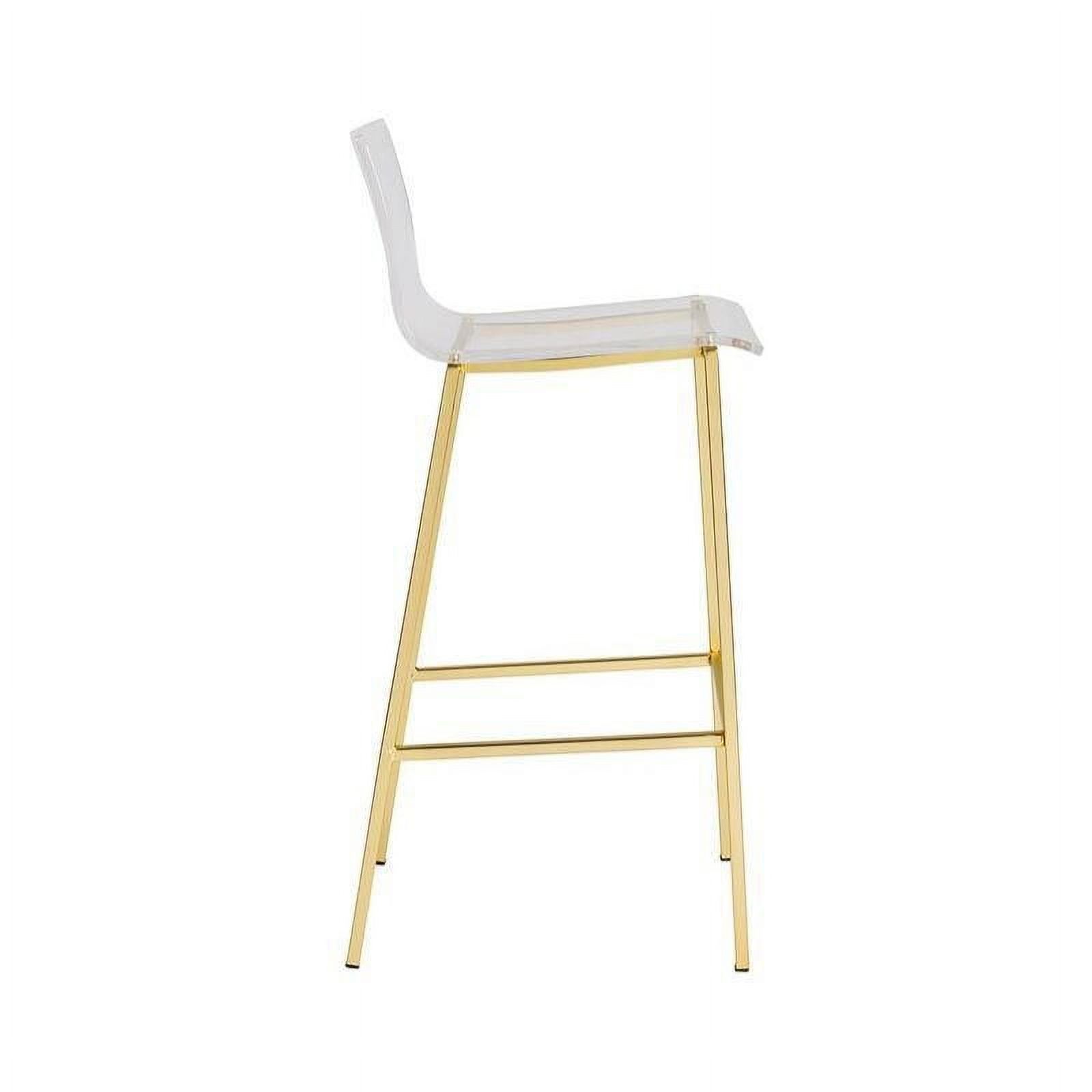 Modern bar stool clear finish  With Golden Legs, Counter 26"H, Stool Chair ideal for Kitchen Island Counter.