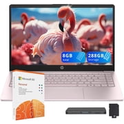 HP Stream 14" HD Laptop, Intel Processor N150, 8GB RAM, 288GB Storage(128GB SSD+160GB Docking Station Set), Intel Graphics, 1 Year Office 365, Copilot, Fast Charge, Wi-Fi, Win 11 S, Pink