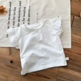 thumbnail image 2 of WEIYLL Girls T Shirts Summer Solid Color Crew Neck Ruched Flying Sleeve Casual Outing Child Tops for 3-6 Months, 2 of 5