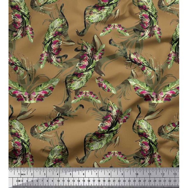 Soimoi Rayon Crepe Fabric Leaves & Texture Print Fabric by the Yard 46 Inch Wide