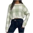 thumbnail image 1 of cfhntfmh Cropped Sweaters for Women 2024 Fall Trendy Oversized Sweaters Long Sleeve Round Neck Pullover Tops, 1 of 3