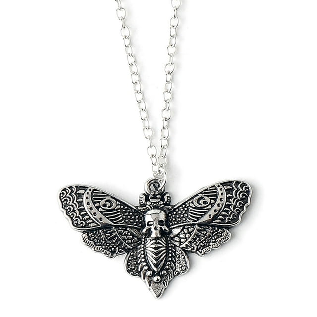 YOPTOP Skull Gothic Butterfly Pendant Necklace Rock Emo Goth Silver Color Chain Necklace,xl1