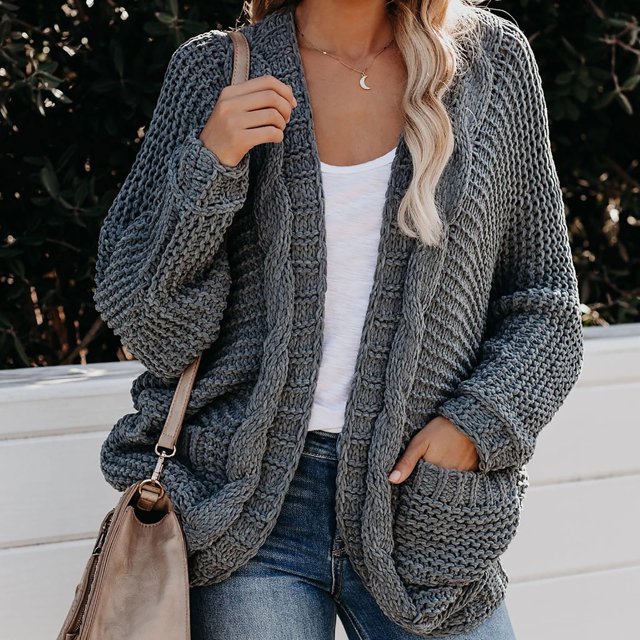 Cardigans en Tricot pour Femmes Amples Surdimensionnés avec Poches