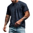 thumbnail image 1 of Vente Liquidation de Chemises pour Hommes! Hauts à Manches Courtes pour Hommes T-Shirts Rétro Usés Décontractés à Boutons Col Rond Chandail T-Shirts Basiques Mode 2025, 1 of 9