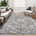 thumbnail image 2 of Garvee Tapis Vintage Usé 5'x7' pour Salon, Tapis Lavable à Médaillon Rétro Antidérapant et Résistant aux Taches pour Intérieur Chambre Bureau à Domicile, Kaki, 2 of 8
