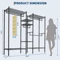 thumbnail image 2 of Heavy Duty Metal Garment Organizer Rack – Freestanding Storage Shelf with Adjustable Shelves & Hanging Rods – 1000 lbs Capacity for Closet, Wardrobe, or Dorm – Portable Steel Clothing Rack, Black, 2 of 7