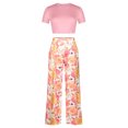 thumbnail image 4 of Cameland Mode Femmes Été Imprimé Floral Décontracté T-Shirt à Manches Courtes + Ensemble Pantalon, 4 of 9