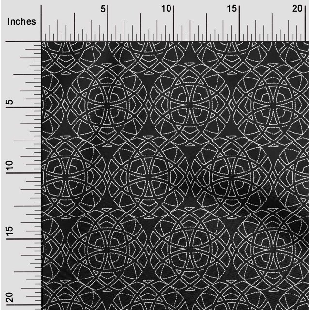 oneOone Georgette Viscose Fabric Shapes Geometric Sashiko Printed Fabric 1 Yard 42 Inch Wide