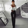 thumbnail image 2 of MesaSe Women Bell Bottom High Waist Ruffle Pants Solid Slim Fit Trousers Yoga Pants Wide Leg Pants, 2 of 4