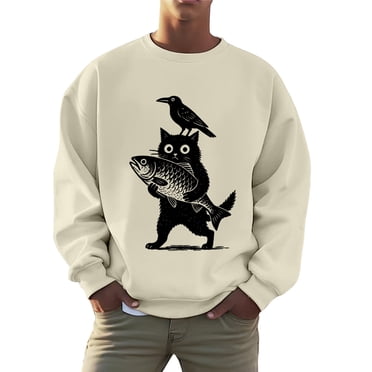Men's Print Pullover Sweatshirt Long Sleeve Crewneck Casual Streetwear Top Comfortable Soft Athletic Jogging Gym Shirt
