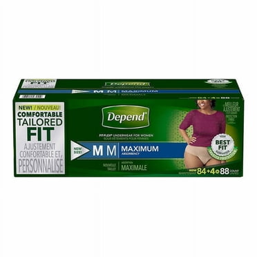Depend® sous-Vêtements pour Femmes, Absorption Maximale, Moyen, 88 Unités
