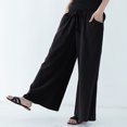 thumbnail image 4 of Timegard Womens Cotton Linen Pants Wide Leg Elastic Waisted Drawstring Casual Loose Trousers with Pockets, 4 of 4