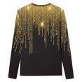 thumbnail image 4 of IROINID T-Shirts à Manches Longues pour Femmes Manches 3/4 Chemises de Détente Pull Tunique Ample Blouse Imprimée Col Rond, Noir, 4 of 5