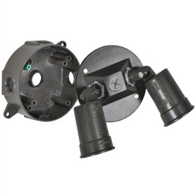 Hubbell Electrical LCR23N2-BR Round Double Floodlight Holder Kit- Bronze