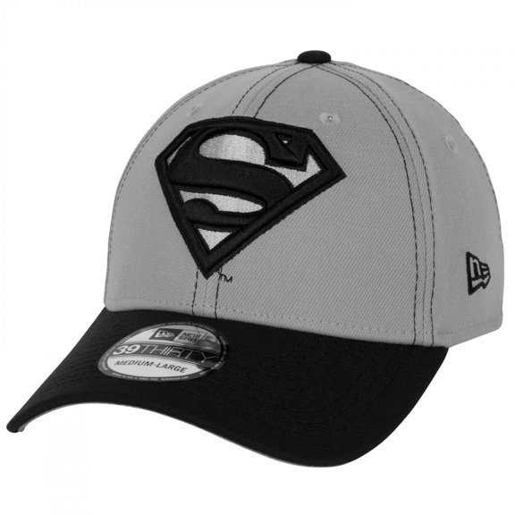 Superman Logo Gris à Surpiqûres Contrastantes Nouvelle Ère 39Thirty Chapeau Ajusté-Petit/moyen