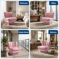 thumbnail image 1 of EDTara Swivel Chenille Vanity Chair, Single Arm Sofa With 360° Rotation and Tufted Cushion for Bedroom or Living Room, 1 of 7