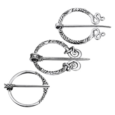 Unique Bargains 3 Pack Vintage Brooch Cloak Pins Penannular Brooch Shawl Pin, Silver(3 Styles)