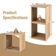 thumbnail image 4 of Costway 2 PCS Wood Stackable Storage Cube 2-tier Narrow Bookshelf Vinyl Record Organizer, 4 of 10