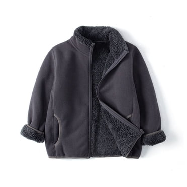 MIASHUI Veste Chaude à Fermeture Éclair pour Tout-Petits Garçons Filles à Manches Longues Manteau Léger Hauts, Gris Foncé, 4-5 Ans