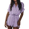 thumbnail image 1 of AJZIOJIRO Women Summer Casual T-Shirt Set Solid Color Button down Cotton Tops Shirt Pants S-XL, 1 of 8