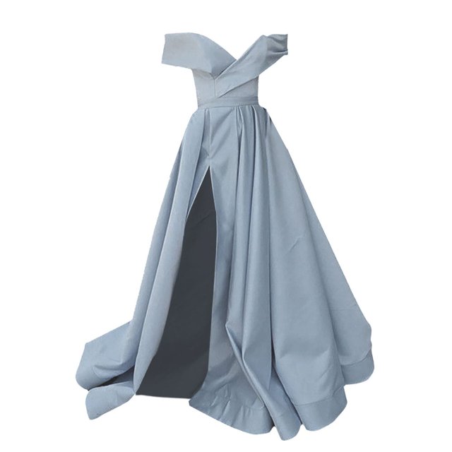 Robes de Bal Longues Fendues en Satin de Soirée avec Poches