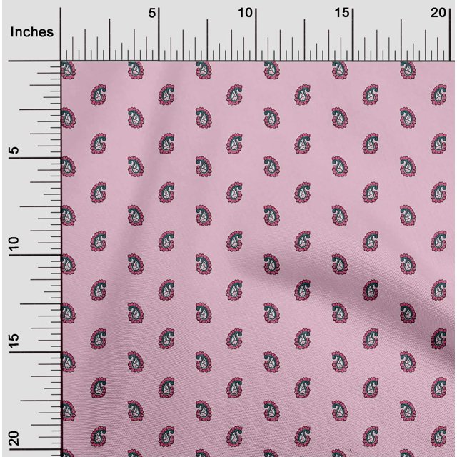 oneOone Polyester Lycra Fabric Paisley Block Print Fabric BTY 56 Inch Wide