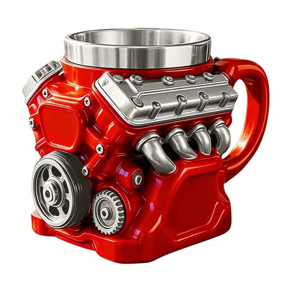 Tasse Doublée de Résine à Moteur V6 / Tasse en Acier Inoxydable Personnalisée pour les Passionnés de Voitures / Design Mécanique Punk / Cadeau Boisson Chaude et Froide pour Hommes