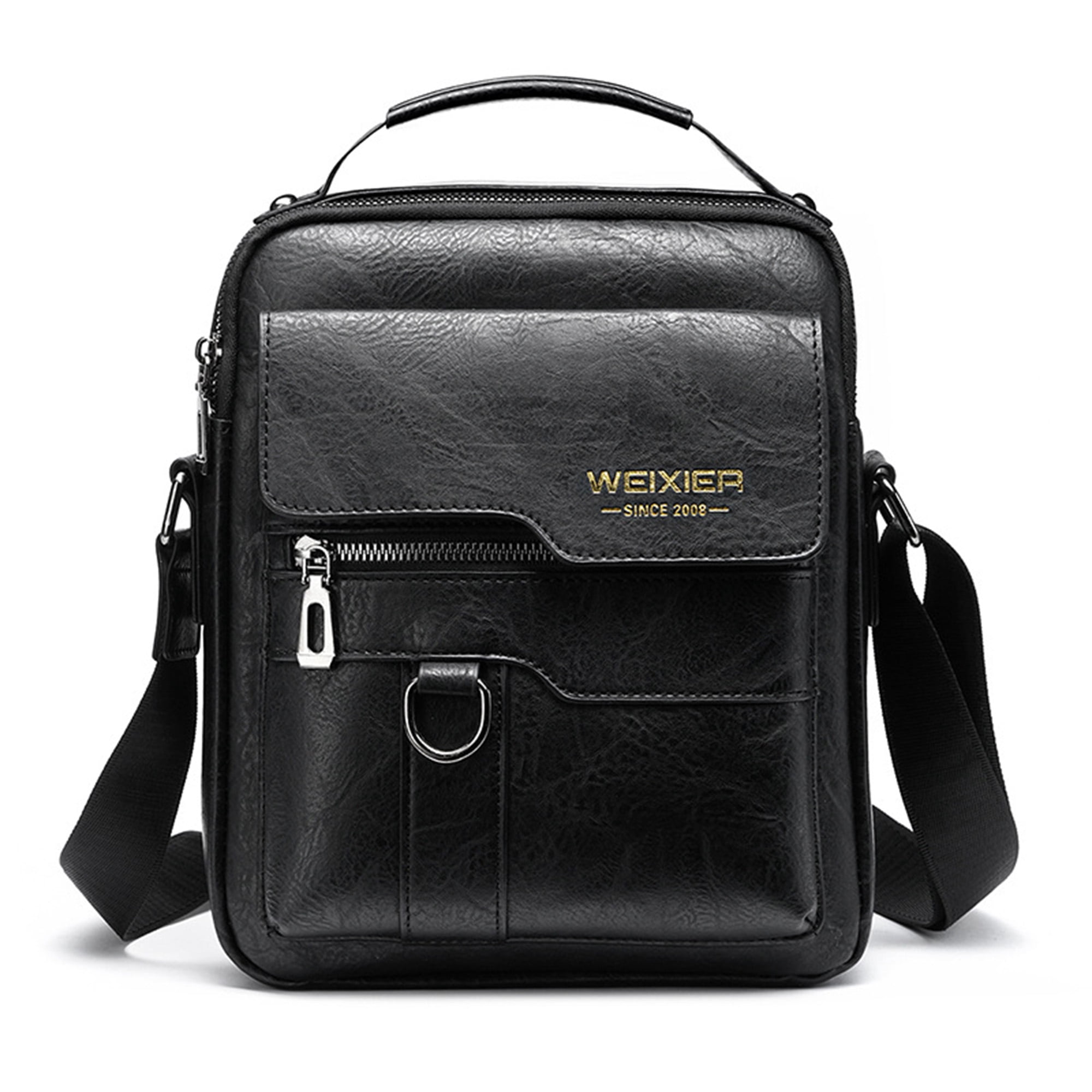 WEIXIER Men's Crossbody Bag Leather Small Business Shoulder