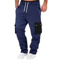 thumbnail image 1 of Ceisia Men Solid Color Loose Casual Pants Elastic Waist Drawstring Sports Gift Work Trousers, 1 of 7