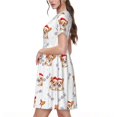 thumbnail image 2 of Vsdgher Corgi avec Chapeau du Père Noël pour Femmes Été 2025 Robes Midi Maxi Décontractées Légères à Manches Courtes à Col Rond Robe de Plage, 2 of 6