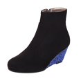 thumbnail image 2 of HKEJIAOI Bottines pour Femmes Grande Taille Bottes pour Femmes Plateforme Cheville Bout Rond Compensées Grande Taille Bottines Courtes, 2 of 5