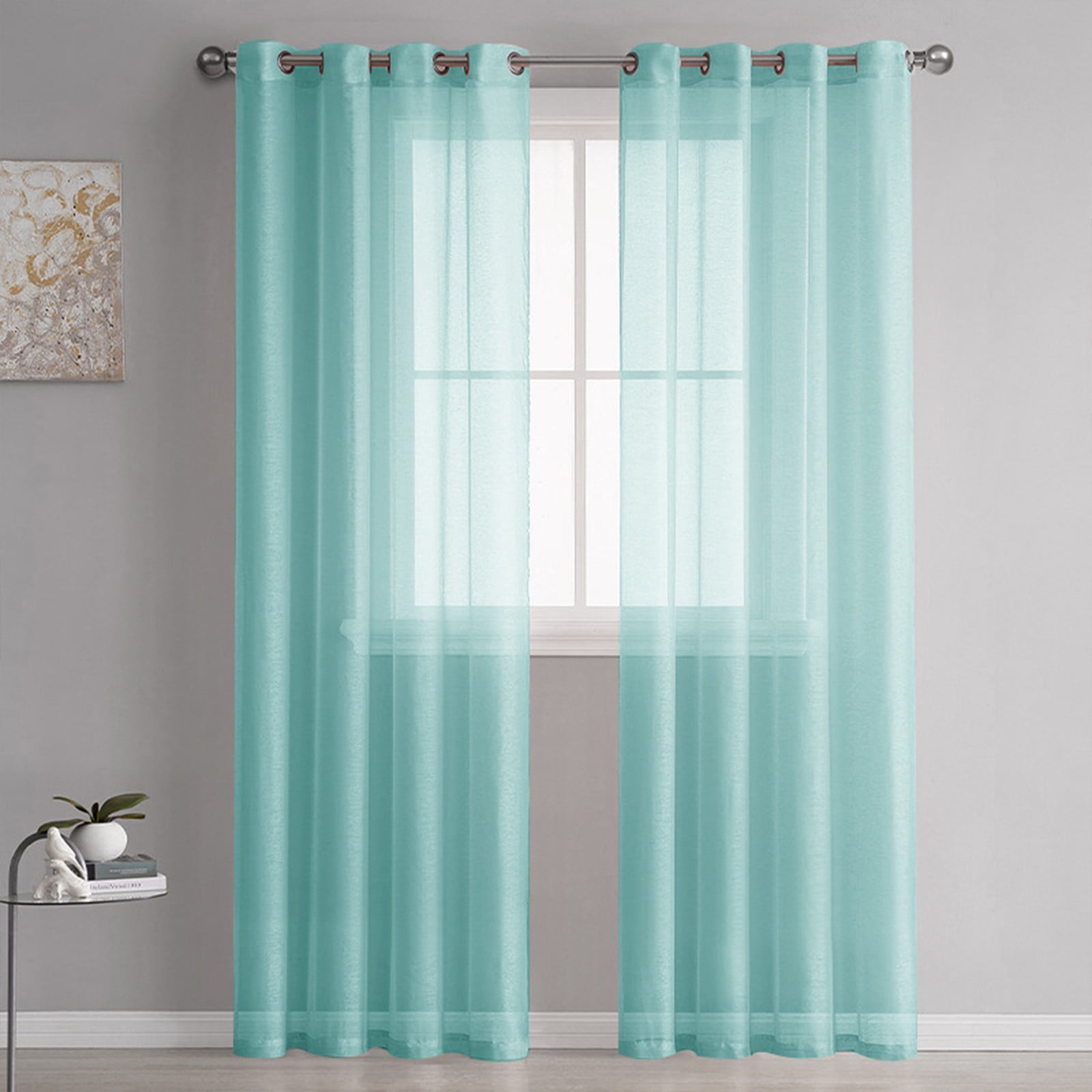 Dvkptbk Sheer Curtains Semi Sheer Curtains for Bedroom 98 Inches Long Grommet Vertical Window Curtains Drapes with Light Through for Living Room Home Essentials