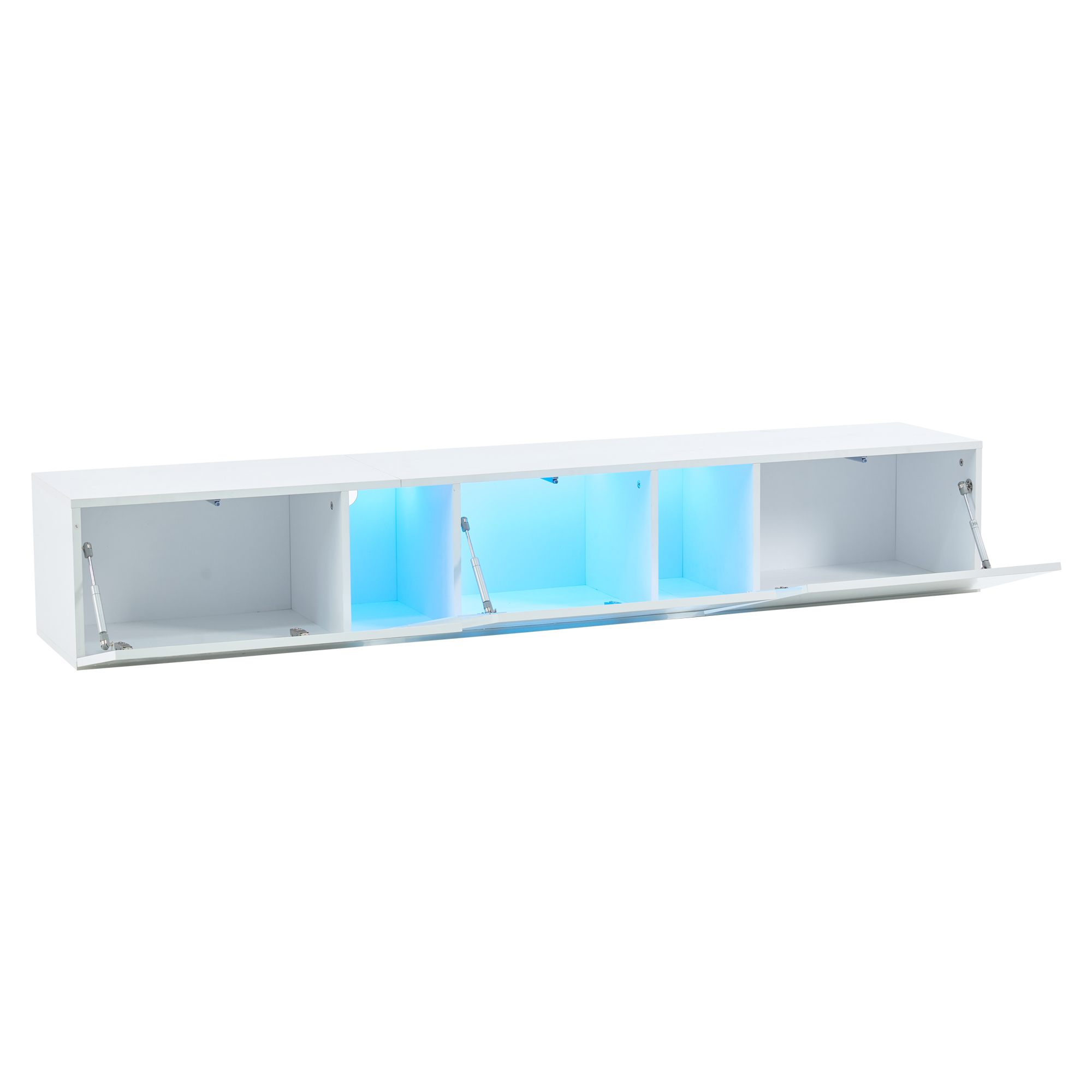 Homy Casa meuble télé flottant 64,9 po avec DEL, 3 portes et 5 compartiments pour téléviseur 65 po