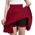thumbnail image 2 of Jupe Basique Polyvalente pour Femme Grande Taille Extensible Taille Haute Décontractée Évasée Trapèze Mini Patineuse avec Short, 2 of 6