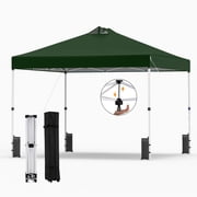 Gymax 10x10 FT Pop Up Canopy Tent 1-Person 1-Button Push Instant Setup w/ 4 Sandbags Green
