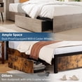 thumbnail image 4 of Full Size Bed Frame with Tall Bookcase Headboard, 4 Drawers, Built-in Charging Station, Sturdy Wood Platform, Noise-Free Metal Support, No Box Spring Needed - Rustic Grey, 4 of 8