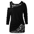thumbnail image 2 of XDZJLR Womens T Shirts Ladies Plus Size Long Sleeve Lace Two Piece Blouse Pullover Solid Soft Warm Tees, 2 of 4