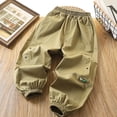 thumbnail image 2 of Lenpel Pantalon Cargo Décontracté pour Garçons, Taille Élastique, à Enfiler, Bas Resserré, Pantalon de Randonnée Extérieur, Joggers Amples pour Enfants (Vert, 7-8 Ans), 2 of 3