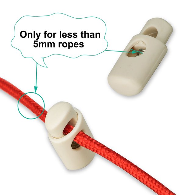 Unique Bargains 40 Pcs Verrous de Cordon à Ressort Clips de Fixation en Plastique pour Cordon à Trou Unique Toggle Slider, Beige