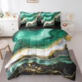thumbnail image 1 of YST Green Marble 7-Piece Abstract Art Bedding Set, Twin Size Comforter Set, Stone Pattern, Gold Metallic, 1 of 4